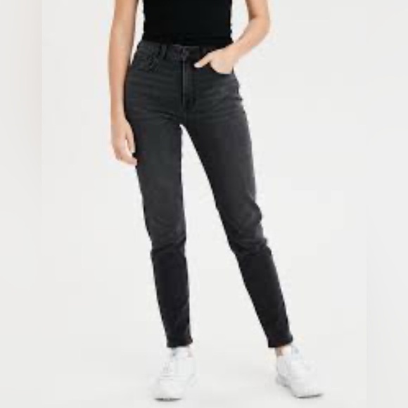 American Eagle Outfitters Denim - AMERICAN EAGLE | Charcoal Black |Worn Look| Stretch | Mom | Denim | Jean |Size 4